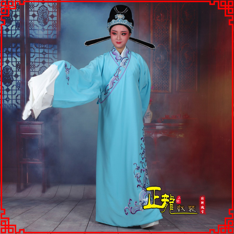 厦门梁祝才子唐伯虎黄梅戏古装褶子草波纹小生衣